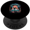 Mystical Extraterrestrial Cat Encounter Rapimento di gatti UFO sotto cielo stellato PopSockets PopGrip Adesivo