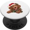 Holiday Hound Haven Cappello di Babbo Natale con cane marrone felice PopSockets PopGrip Adesivo