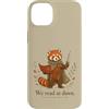 We Read At Dawn Custodia per iPhone 14 Plus Fantasy Red Panda, amante dei libri che leggiamo all'alba