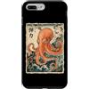 Asian Octopus Cherry Blossom Sea Life Ja Custodia per iPhone 7 Plus/8 Plus Arte giapponese in legno di albero di ciliegio con onde di polpo