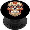 Sugar Skull Funny Dia De Los Muertos Des Sugar Skull Dia De Los Muertos Halloween Fiori Divertente PopSockets PopGrip Adesivo