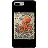 Asian Octopus Cherry Blossom Sea Life Ja Custodia per iPhone 7 Plus/8 Plus Arte giapponese in legno di albero di ciliegio con onde di polpo