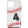 Baseball Phone Accessories & Home Decora Custodia per iPhone 12/12 Pro Baseball Player #4 Back No 4 Baseball Pit Design Sports