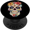 Sugar Skull Funny Dia De Los Muertos Des Dia De Los Muertos Sugar Skull Halloween Fiori Divertente PopSockets PopGrip Adesivo