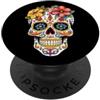 Sugar Skull Funny Dia De Los Muertos Des Sugar Skull Dia De Los Muertos Halloween Fiori Divertente PopSockets PopGrip Adesivo
