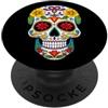 Sugar Skull Funny Dia De Los Muertos Des Dia De Los Muertos Sugar Skull Halloween Fiori Divertente PopSockets PopGrip Adesivo