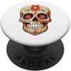 Sugar Skull Funny Dia De Los Muertos Des Sugar Skull Dia De Los Muertos Halloween Fiori Divertente PopSockets PopGrip Adesivo