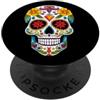 Sugar Skull Funny Dia De Los Muertos Des Halloween Fiori Sugar Skull Dia De Los Muertos Divertente PopSockets PopGrip Adesivo