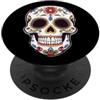 Sugar Skull Funny Dia De Los Muertos Des Halloween Fiori Sugar Skull Dia De Los Muertos Divertente PopSockets PopGrip Adesivo