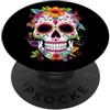 Sugar Skull Funny Dia De Los Muertos Des Sugar Skull Dia De Los Muertos Halloween Fiori Divertente PopSockets PopGrip Adesivo