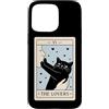 Funny Black Cat Tarot Card The Lovers Ca Custodia per iPhone 15 Pro Max The Lovers Tarocco Carta Black Cat Lover Halloween Strega
