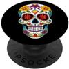 Sugar Skull Funny Dia De Los Muertos Des Halloween Sugar Skull Fiori Dia De Los Muertos Divertente PopSockets PopGrip Adesivo