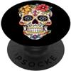 Sugar Skull Funny Dia De Los Muertos Des Halloween Fiori Sugar Skull Funny Dia De Los Muertos PopSockets PopGrip Adesivo