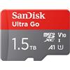 SanDisk 1.5TB Ultra Go scheda microSDXC + adattatore SD (per smartphones e Tablet Android, UHS-I, fino a 150 MB/s, Full HD Video, V10, con prestazioni app A1, Class 10, U1) per Amazon