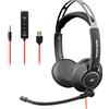 Bluestork BLUE STORK MC 401 Cuffie per PC con Cavo USB+Jack | Suono Stereo,Microfono Rotante Con Cancellazione Del Rumore, Controllo Del Volume - Cuffie Professionali Per Il Telelavoro