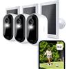 Arlo Essential HD Telecamera WiFi Esterno Senza Fili + Pannello Solare, Telecamera WiFi Interno, Sirena Allarme Casa, Sensore Di Movimento, Prova Inclusa Arlo Secure, 3 Telecamere, Bianche