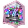 Mars Gaming MC-VIEW2, Case Gaming MicroATX, Doppio Vetro Temperato Continuo Senza Cornice, 1x Ventola FRGB Posteriore 120mm, Supporto Raffreddamento Liquido fino 240mm, Struttura Doppia Camera, Rosa