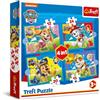 Trefl - PAW Patrol, Velocissimi Cuccioli - Puzzle 4 in 1, 4 puzzle, da 12 a 24 Tessere - Diversi Livelli di Difficoltà, Intrattenimento Creativo, Gioco per Bambini dai 3 anni