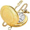 Tiong Brillant Chiffres Arabes Montre de Poche Quartz Homme Cadeau Montre de Poche Mouvement Quartz Homme avec chaîne, Arabe