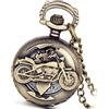 Lancardo, orologio decorativo da taschino da uomo, stile vintage, soggetto: motocicletta, colore bronzo, meccanismo analogico al quarzo, ricco design Openwork, con catenina, idea regalo natalizia