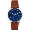 Skagen Orologio da uomo Signatur a tre lancette, cinturino in pelle da 40 mm