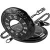Tiong Brillant Chiffres Arabes Montre de Poche Quartz Homme Cadeau Montre de Poche Mouvement Quartz Homme avec chaîne, Arabe