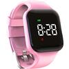 e-vibra Orologio impermeabile con sveglia vibrante ricaricabile, 15 allarmi, promemoria da polso, orologio da allenamento con schermo di blocco (quadrato rosa)