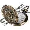 Tiong Brillant Chiffres Arabes Montre de Poche Quartz Homme Cadeau Montre de Poche Mouvement Quartz Homme avec chaîne, Arabe