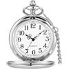 Tiong Orologio da tasca classico al quarzo in acciaio liscio con catena numeri romani uomo donna orologio da tasca ciondolo festa del papà regalo di compleanno