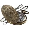 Tiong Brillant Chiffres Arabes Montre de Poche Quartz Homme Cadeau Montre de Poche Mouvement Quartz Homme avec chaîne, Arabe