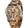 Tiong Orologio da uomo in legno di bambù, geometrico invertito, analogico, al quarzo, realizzato a mano