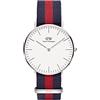 Daniel Wellington Orologio classico Oxford unisex, 36 mm, in tessuto classico (poliestere) argento, argento, 36