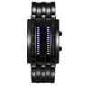 Lancardo Orologio doppia linea binario tempo visualizzazione data alla Moda a LED Display Rettangolare Cassa Cinturino in Lega Nero da Uomo Donna
