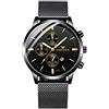 Unendlich U Orologio al quarzo da uomo, orologio da polso impermeabile, multifunzione, quadrante ultra sottile, attività commerciale, cronografo e calendario digitale, cinturino in acciaio
