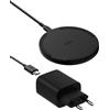 Belkin BoostCharge Caricatore Wireless Qi 15 W, Base Ricarica Rapida, Nero | Tappetino Wireless Universale Certificato Qi per iPhone, Samsung, Pixel, Auricolari, Uso Custodia, Cavo USBC, Caricatore 20W
