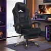 SONGMICS Sedia Gaming, Sedia Ufficio Scrivania, Ergonomico, con Poggiapiedi, Poggiatesta Regolabile, Cuscino Lombare, Portata 150 kg, Nero Inchiostro OBG077B08