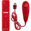 OSTENT 2 in 1 Controller Remoto Incorporato Motion Plus + Nunchuk per Nintendo Wii gioco - Rosso