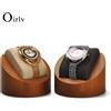 Oirlv Espositore per orologi in legno con espositore per gioielli in microfibra, scatola portaoggetti per braccialetti, espositore per gioielli