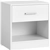 VASAGLE Comodino, Tavolino Laterale con Cassetto, Maniglia, Scomparto Aperto, per Camera da Letto, Soggiorno, Bianco Classico/Beige Naturale e Bianco Classico/Marrone Castagna e Nero Inchiostro/Nero