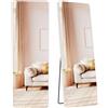 SONGMICS Specchio a figura intera, 160 x 50 cm, Specchio rettangolare con supporto, Specchio con telaio in lega di alluminio, Vetro temperato, per camera da letto, soggiorno, spogliatoio, Nero