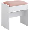 VASAGLE Sgabello Vanity, Sgabello Trucco Imbottito, Sgabello in Velluto, Poggiapiedi con Tappetino Antiscivolo, per Cabina Armadio, Camera da Letto, Ingresso, Bianco Opaco e Rosa Jelly/Bianco e Crema