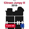 Wielganizator Set di Tappetini in Velluto per Citroen Jumpy III 3 File (2018-) - Nero (5 Pezzi) Set di Tappetini Auto Abbinati