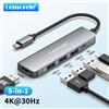 Lemorele TC101 Hub USB C 5 in 1 Docking station HDMI 4K 100W PD USB 3.0 5Gbps per MacBook/Dell/HP/Lenovo Dock in alluminio