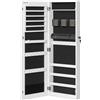 SONGMICS Armadio Portagioie, Specchio Portagioie da Parete o da Porta, Specchio Sospeso con Serratura, 2 Organizer Rimovibili in Plastica per Trucco, Natale, Idea Regalo, Bianco