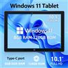 Glavey Nuovo Tablet PC Windows 11 da 10,1" con porta Type-C, 4GB di RAM DDR, 64GB di ROM, processore Intel Atom N3350 a 64 bit, Quad Core, doppia fotocamera, schermo IPS 1920x1200, porta HD-MI.