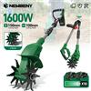 NEWBENY Motozappa Elettrica 1600W Senza Fili, Coltivatore, Scarificatore, Tosaerba, Utensile Elettrico per Batteria Makita 21V