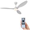 NONE Ventilatore da Soffitto con Luce LED 52", Motore DC Silenzioso, Lampada da Soffitto con Telecomando, 6 Velocità, 3 Colori di Luce e Funzione Inversione Estate/Inverno, Pale in ABS (Legno/Bianco)