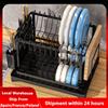 HGTUGO Scolapiatti a 2 livelli con cestello di scolo girevole a 360° per cucina ° Scolapiatti da appoggio espandibile con scarico