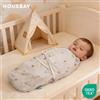 HOUSBAY Sacco Nanna Estivo per Neonati 0-6 Mesi, Sottile e Morbido, 100% Cotone, Confortevole, Fascia Avvolgente Anti-Spavento per Neonati