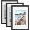 SONGMICS Portafoto A4, Portafoto da parete e da tavolo, Pannello MDF, con chiodi senza traccia, Set di 3, Nero